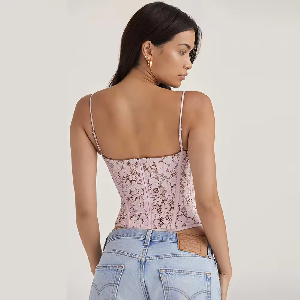 Lace Corset Top in Pink