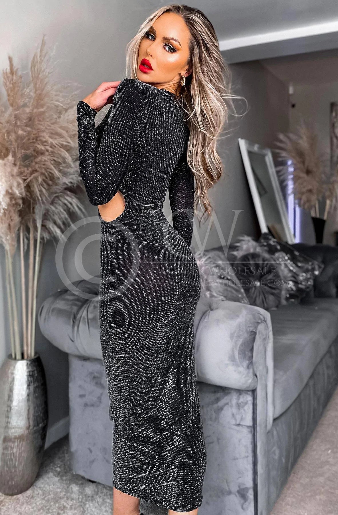 MONROE LUREX SHIMMER CUT OUT DRESS.