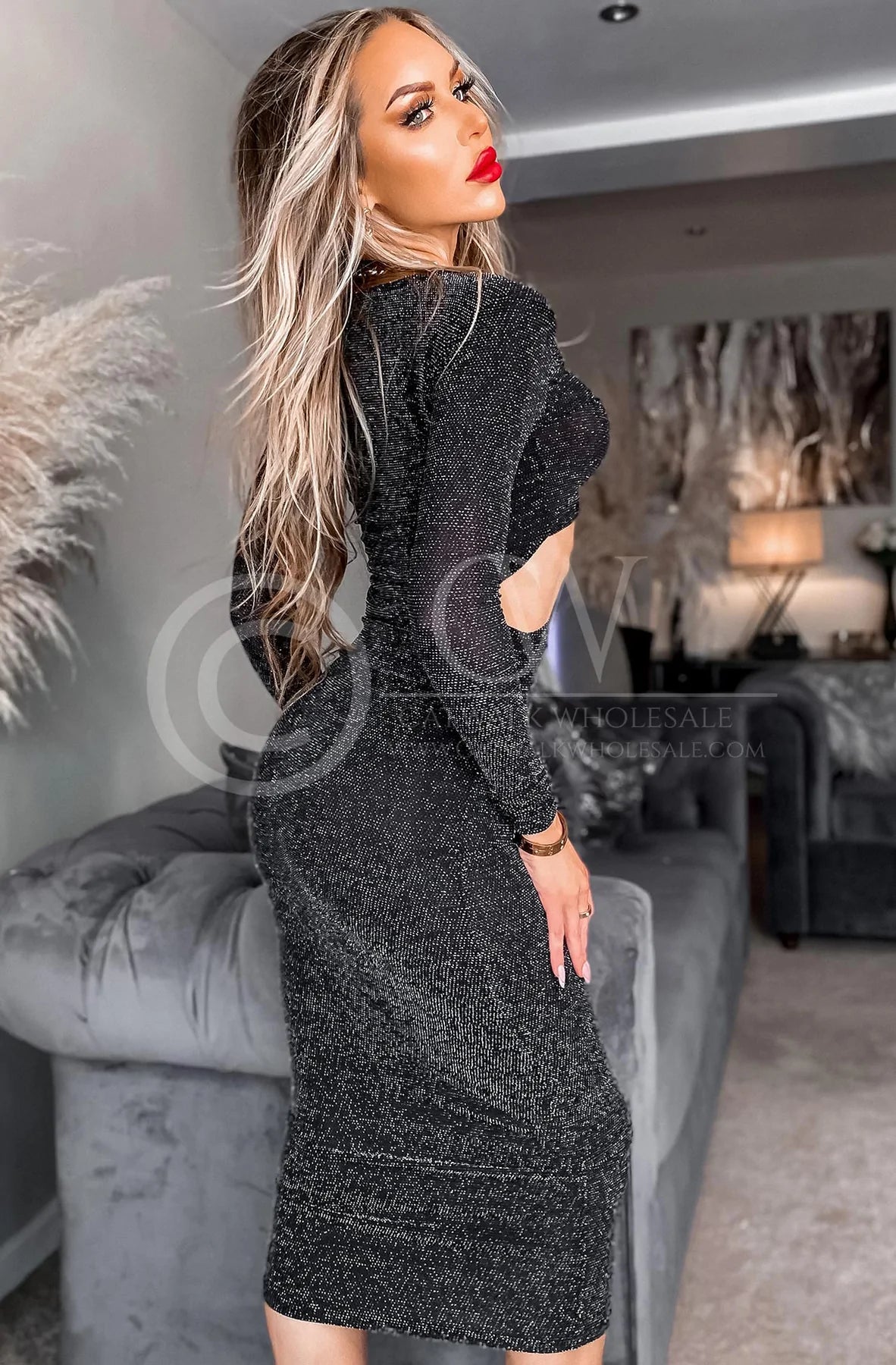 MONROE LUREX SHIMMER CUT OUT DRESS.