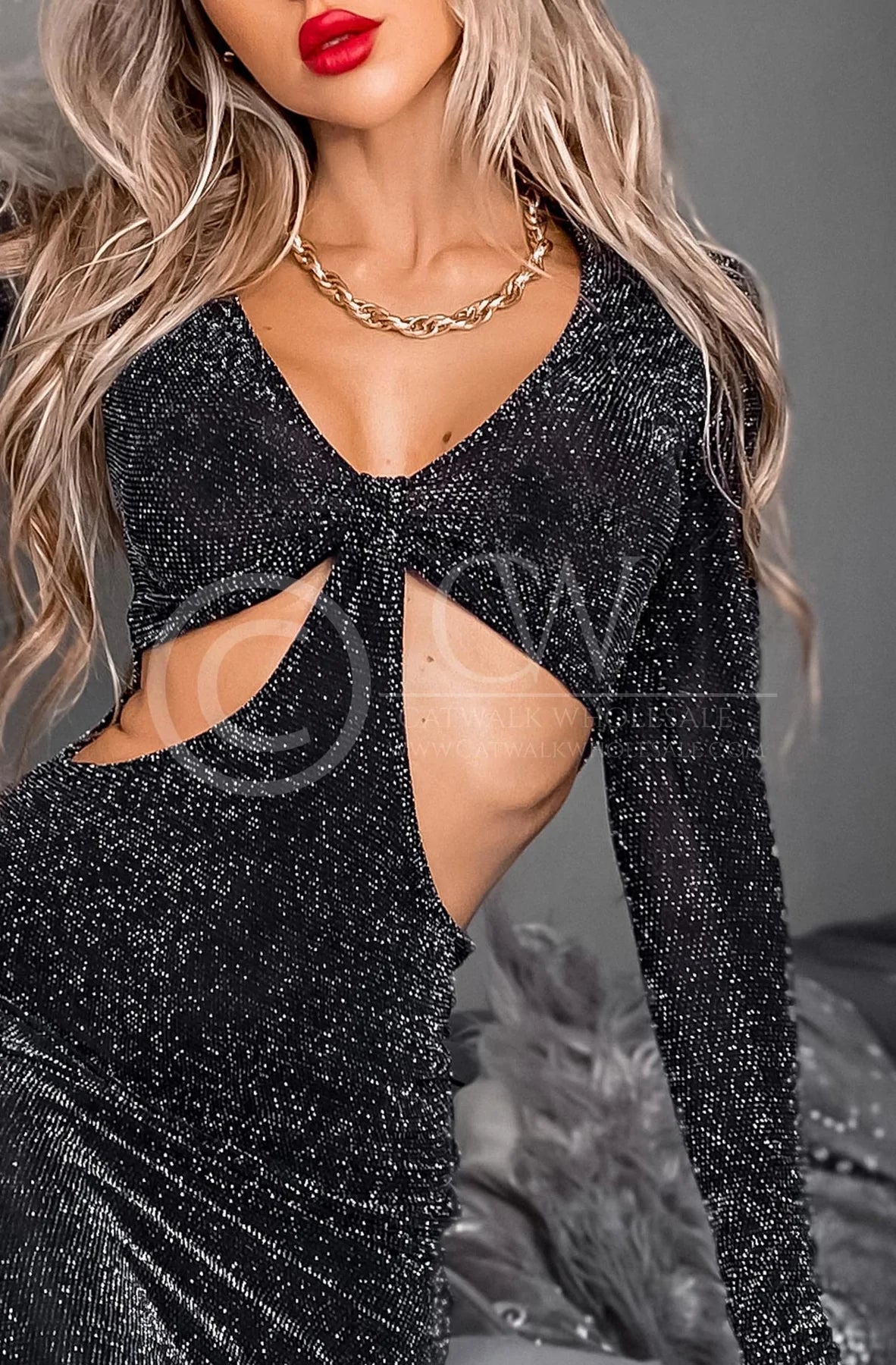 MONROE LUREX SHIMMER CUT OUT DRESS.
