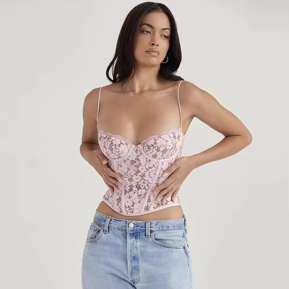 Lace Corset Top in Pink