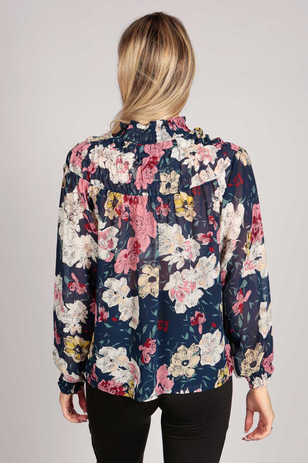 Full Sleeve Floral High Neck Top