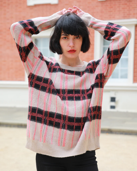 Check Print Wool Blend Jumper