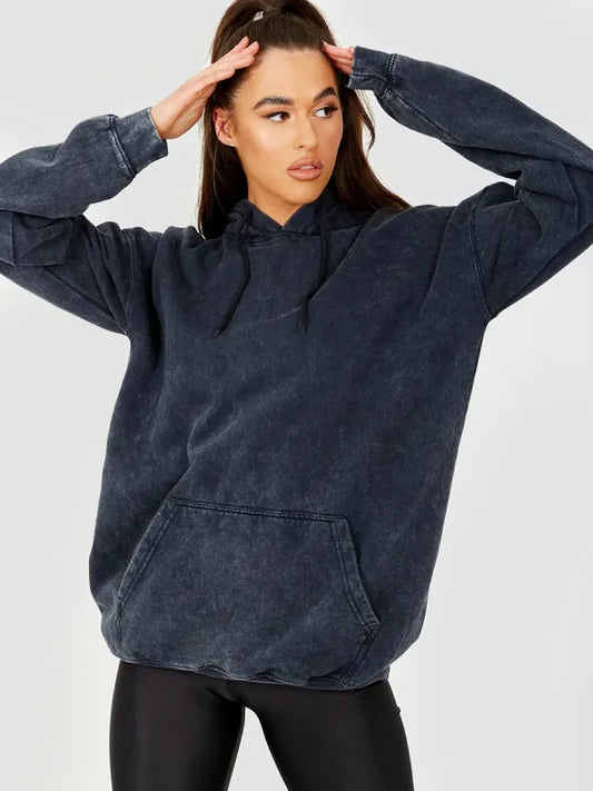 Acid Wash Fleece Hoodie